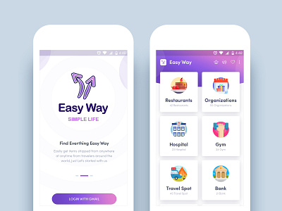 Easy Way App (Sneak Peek) app appui find map gradient map minimal ui ux