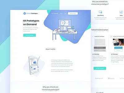Clickable Prototypes - Landing Page gradient illustration landing design landing page lp online prototype ux wireframes
