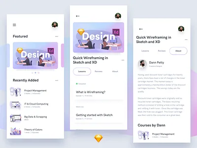 Online Courses UI Kit app clean course design free freebie ios11 iphonex minimal mobile neat sketch sketchapp ui ux