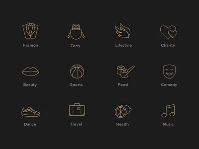 APPICS Category Icons app design fashion health icons illusttation lifestyle stroke