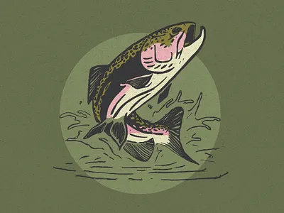 Friday Fish badge branding fish fly fishing illustraion logo outdoors trout