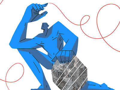 Sisyphus brutalism brutalist character design editorial flat illustration mixed media nature