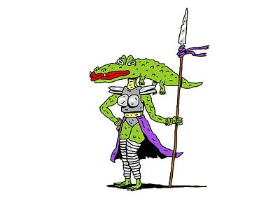 Alligator Woman Warrior character characterdesign characterillustration dnd dungeons dragons fantasy illustration warrior