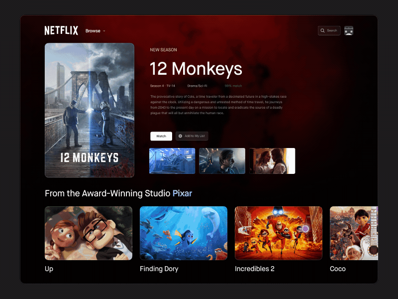 Netflix UI & UX Redesign Concept animation app concept interaction motion netflix redesign ui web