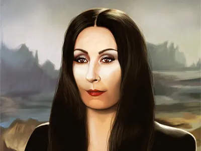 Morticia Addams digital arts digital painting illustration morticia addams movie poster portrait