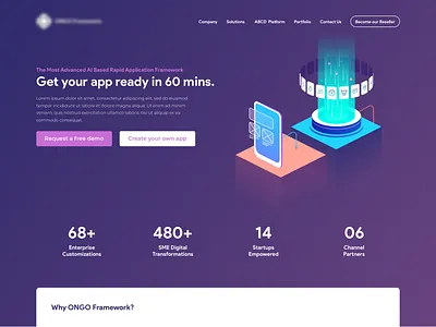 Mobile Technology Landing free freebie download machine learning ai mobile app development company mobile technology web onboarding future gradient ramotion norde mixpanel rohit mondal rajat mehra