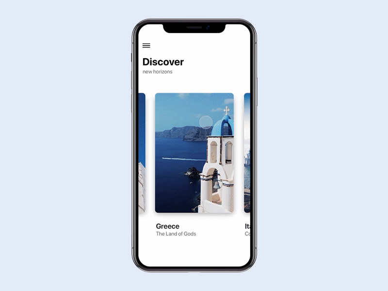 Travel App Concept animation app design interaction iphonex motion travel ui vacation
