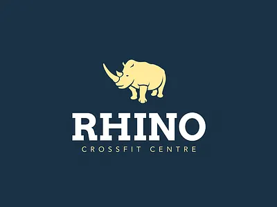 Rhino Crossfit blue branding cream design icon identity illustration logo logo design logojoy rhino