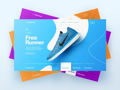 Free Runner Art Direction app art direction campaign cards colours design desktop nike running shoes sport ui ux website