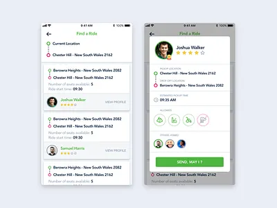 Search Rides app car driver hop ios mobile ride share share simple taxi ui