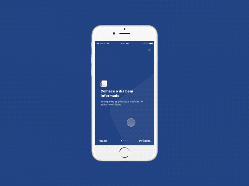 Onboarding app O Globo animation app app animation clean colors design gif interface ios onboarding principle prototype ui ux