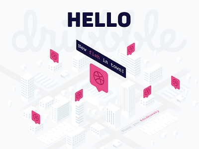 New fish in town city design illustration isometric vector