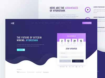 The Future of Bitcoin mining bitcoin clean countdown crypto cryptocurrency flat homepage ico landing landing page mining wave