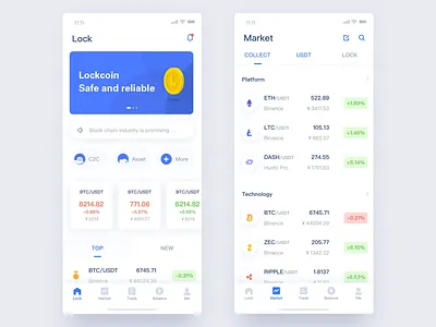 Lockcoin1 app bitcoin blue clean ios ios11 iphone iphonex ue ui ux