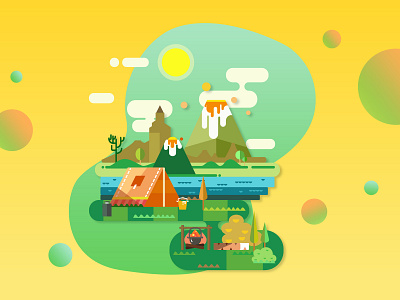 Lively summer illustration ps