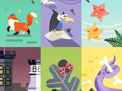 Games Section app castle forest fox game illustration octopus starfish ui uidesign