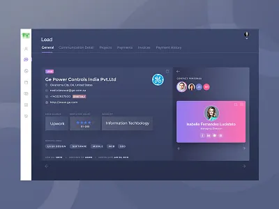 Lead detail screen analytic clean ui colorful dashboad uiux design wireframe design