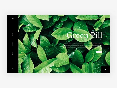 Green Pill - Website Exploration concept exploration app dailyui dailyui01 freebie ressource resource grid landing page illustration logo icons minimal minimalism minimalist scroll header animation simple elegant clean typography font google ui ux design web webdesign layout white black green