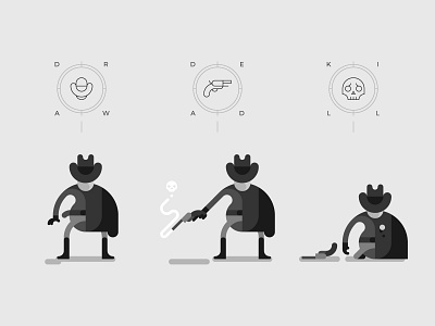 Monochrome Gunslinger bang character cowboy duel flat geometric geometry gunslinger illustration vector western
