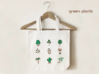 Illustration of green plants illustration mockups photoshop