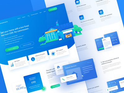 NextProperties Landing Page architechture booking homepage hotel house illustration landing page property real estate rent room sell ui