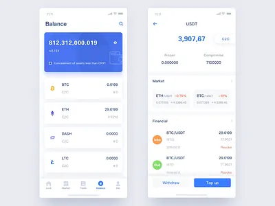 Lockcoin2 app bitcoin blockchain blue btc clean eth ios ios11 iphone iphonex ui