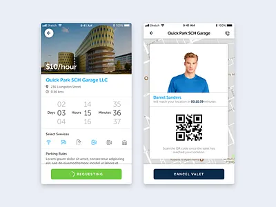Valet Parking App Screens app app concept car city ios parking parking app parking lot ui ux valet
