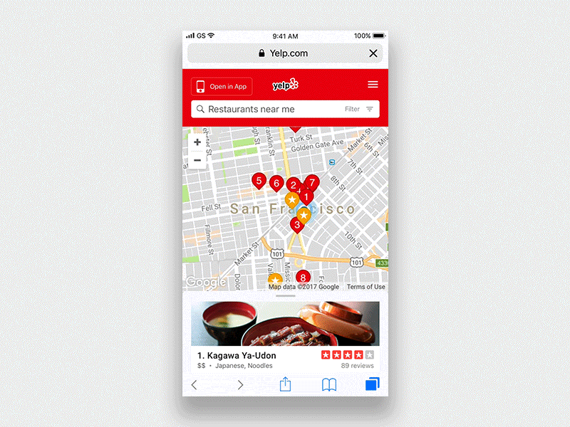 Yelp Mobile Web List/Map animation list map mobile redesign ui ux web yelp