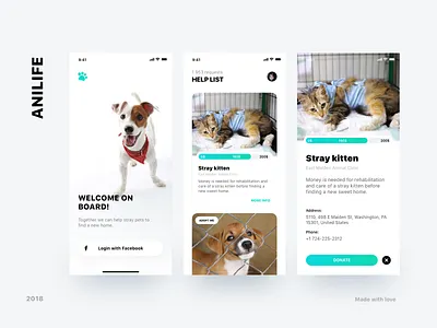 Anilife app cards chat clean flat ios messages mobile profile ui uikit ux