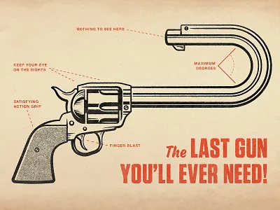 Freedumb Firearms Ad distressed halftone illustration retro texture vintage