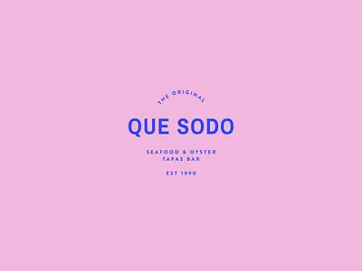 Que Sodo blue logo minimal pink restaurant seafood tapas text typo typography