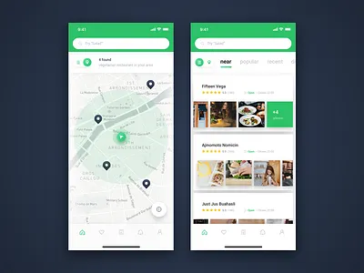 4Vegetarian Apps different food ios map mobile mode restaurant ui ui ux vegetables vegetarian