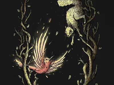 Mother Phoenix - Digital Painting art bird digital art drawing illustration paint painting photoshop squirrel