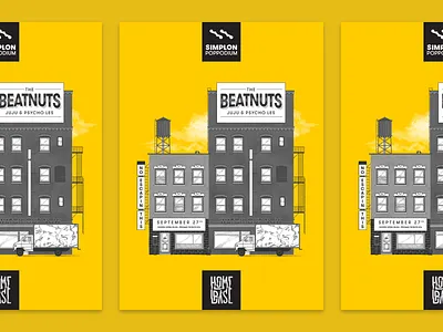 Homebase presents: The Beatnuts - poster concert halftones hiphop illustration poster print skyline yellow