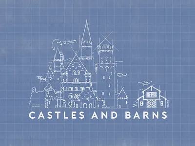 Castles and Barns Sermon Series blue blueprint castle cube drawing grid illustration lines sketch white