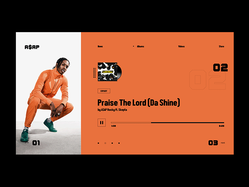 A$AP — Music Player album animation artist motion music music player player slider ui ux