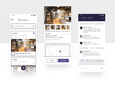 Craigslist Flow 1b brutalism concept craigslist design flow messaging mobile pdp product purple ui ux