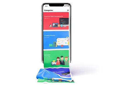 Course App app app design card clean colorful colors course design feed illustration learn ui ux