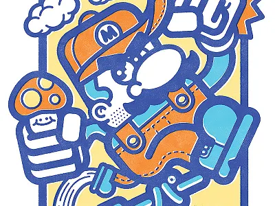 Super Mario 80s bottleneck chogrin illustration mario nes smb super mario bros vector