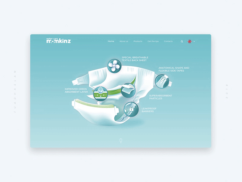 Momkinz baby baby animals diaper diapers icons kids landing landingpage onepage product ui ux website website builder