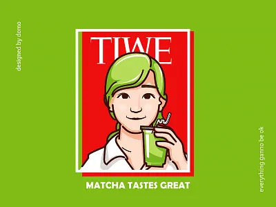 Matcha girl illustration juice matcha poster web