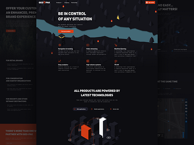 GEO-PAK – Corporate website for product company augmented reality corporate illustration isometric landing page mobile navigation typography ui ux web
