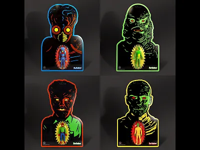 Monster Toy Packaging creature minimal monsters mummy mutant packaging toy wolfman