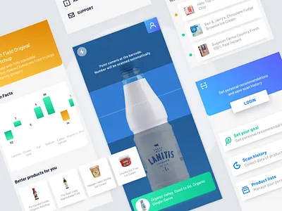 Foodie – Healthy nutrition mobile assistant app barcode scanner camera food food and beverage health medical mobile mobile app nutrition tracker ui ux