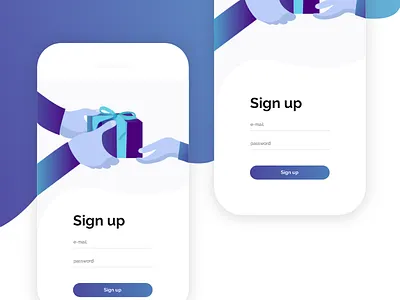 Sign up page for Gifty app app dailyui 001 gift gift box hands illustration illustration art signup ui