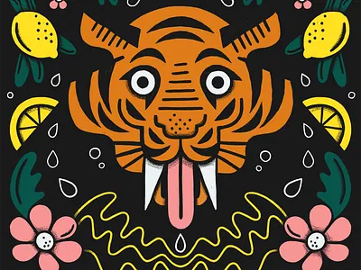 When life gives you lemons, get fierce as hell botanical flowers illustration lemon tiger