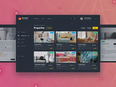 Agent Dashboard app concep dashboard detail grid layout listing profile properties web