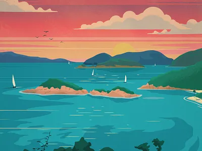 Virgin Islands Poster Series Pt 1 art design illustration landscape poster travel vector