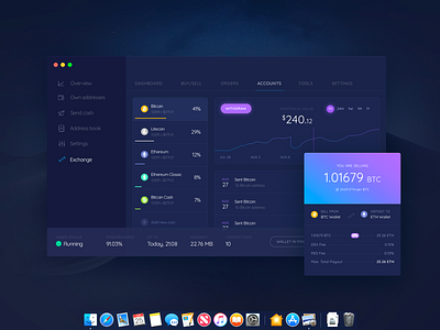 Crypto Exchange App application bitcoin clean crypto dark macos minimal modern ux vibrant