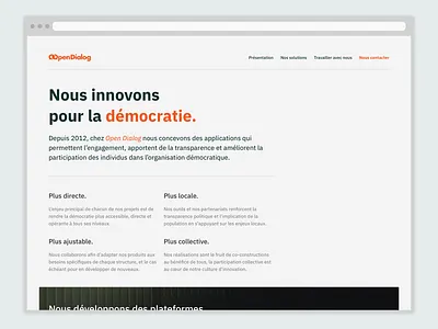 Landing page Open Dialog civictech democracy design french frenchtech landing landing page landing page design site site launch ui ui design website